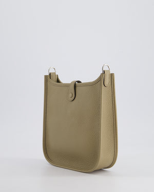 *RARE* Hermès Mini Evelyne 16 Bag in Beige Marfa Clemence Leather with Palladium Hardware & Ficelle/Noir Sangle Wooly 2 En 1 Strap