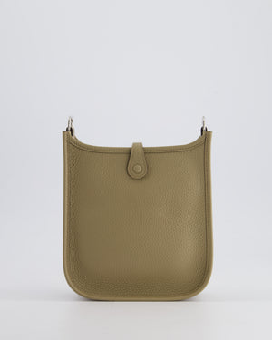 *RARE* Hermès Mini Evelyne 16 Bag in Beige Marfa Clemence Leather with Palladium Hardware & Ficelle/Noir Sangle Wooly 2 En 1 Strap