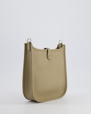 *RARE* Hermès Mini Evelyne 16 Bag in Beige Marfa Clemence Leather with Palladium Hardware & Ficelle/Noir Sangle Wooly 2 En 1 Strap
