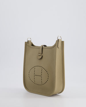 *RARE* Hermès Mini Evelyne 16 Bag in Beige Marfa Clemence Leather with Palladium Hardware & Ficelle/Noir Sangle Wooly 2 En 1 Strap