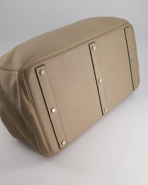 Hermès HAC Bag 50cm in Gris Tourterelle Clemence Leather With Palladium Hardware