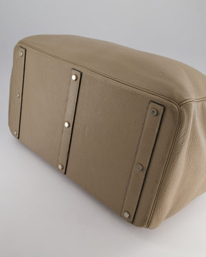 Hermès HAC Bag 50cm in Gris Tourterelle Clemence Leather With Palladium Hardware