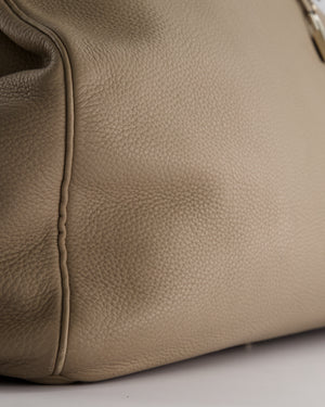 Hermès HAC Bag 50cm in Gris Tourterelle Clemence Leather With Palladium Hardware