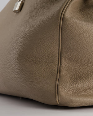 Hermès HAC Bag 50cm in Gris Tourterelle Clemence Leather With Palladium Hardware