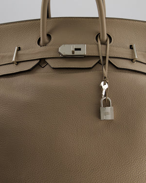 Hermès HAC Bag 50cm in Gris Tourterelle Clemence Leather With Palladium Hardware