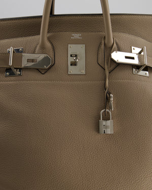 Hermès HAC Bag 50cm in Gris Tourterelle Clemence Leather With Palladium Hardware