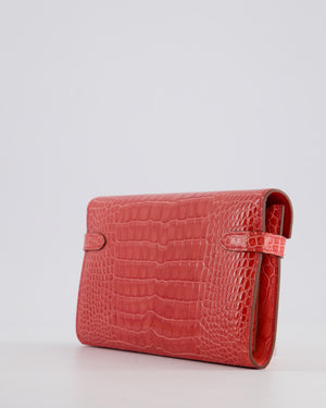 *RARE* Hermès Kelly Wallet in Bougainvillea Shiny Alligator Leather with Palladium Hardware