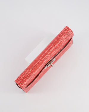 *RARE* Hermès Kelly Wallet in Bougainvillea Shiny Alligator Leather with Palladium Hardware