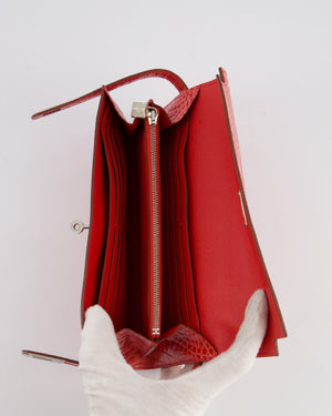 *RARE* Hermès Kelly Wallet in Bougainvillea Shiny Alligator Leather with Palladium Hardware