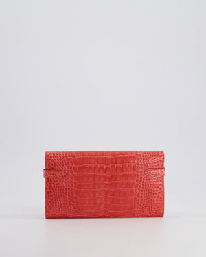 *RARE* Hermès Kelly Wallet in Bougainvillea Shiny Alligator Leather with Palladium Hardware
