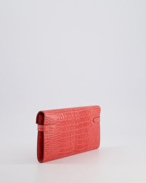 *RARE* Hermès Kelly Wallet in Bougainvillea Shiny Alligator Leather with Palladium Hardware