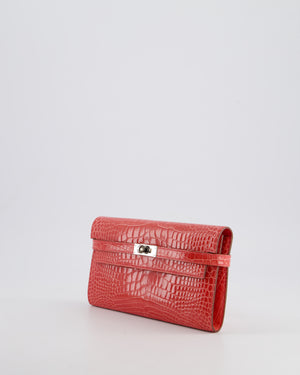 *RARE* Hermès Kelly Wallet in Bougainvillea Shiny Alligator Leather with Palladium Hardware