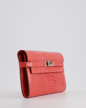 *RARE* Hermès Kelly Wallet in Bougainvillea Shiny Alligator Leather with Palladium Hardware
