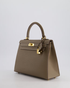 *HOLY GRAIL* Hermès Kelly 25 Sellier Bag in Etoupe Epsom Leather and Gold Hardware