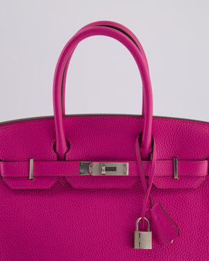 *RARE* Hermes Birkin 30cm Retourne Bag in Magnolia Clemence Leather with Palladium Hardware