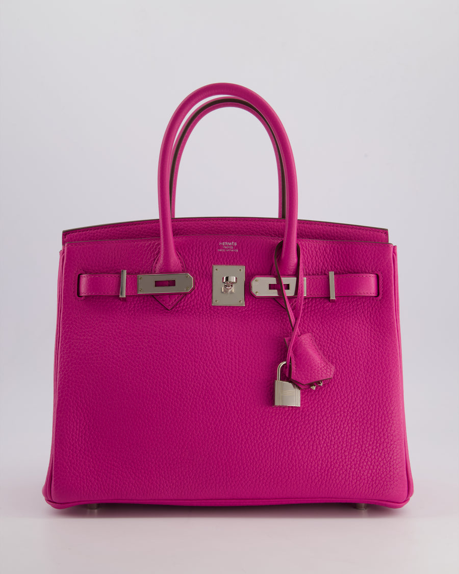 *RARE* Hermes Birkin 30cm Retourne Bag in Magnolia Clemence Leather with Palladium Hardware