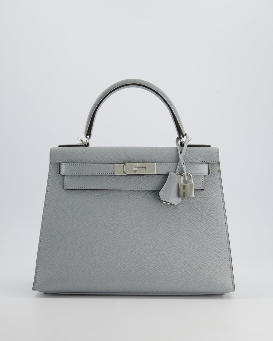 Hermès Kelly Sellier Bag 28cm in Bleu Glacier Epsom Leather with Palladium Hardware