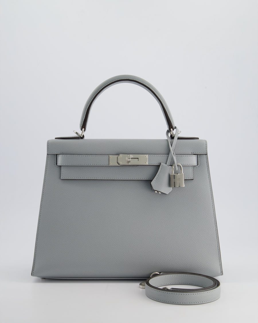 Hermès Kelly Sellier Bag 28cm in Bleu Glacier Epsom Leather with Palladium Hardware