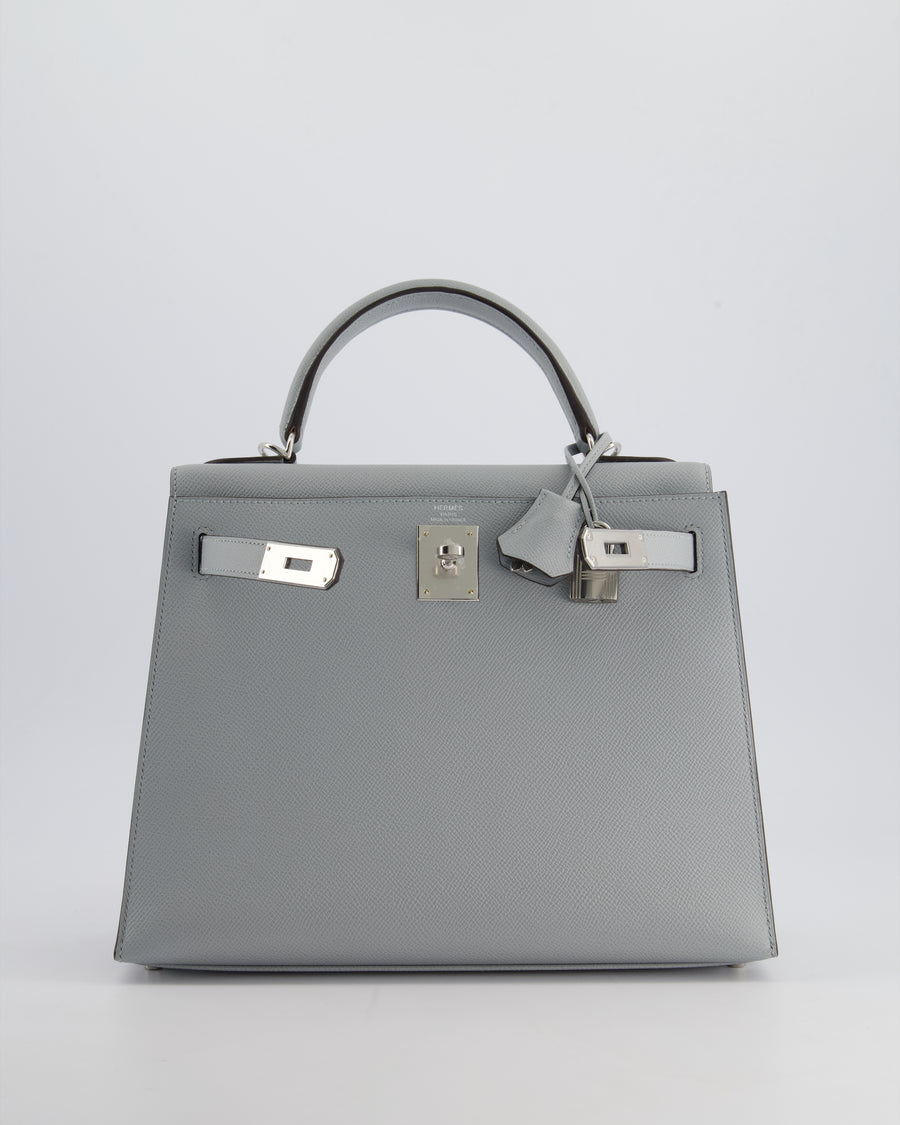 Hermès Kelly Sellier Bag 28cm in Bleu Glacier Epsom Leather with Palladium Hardware