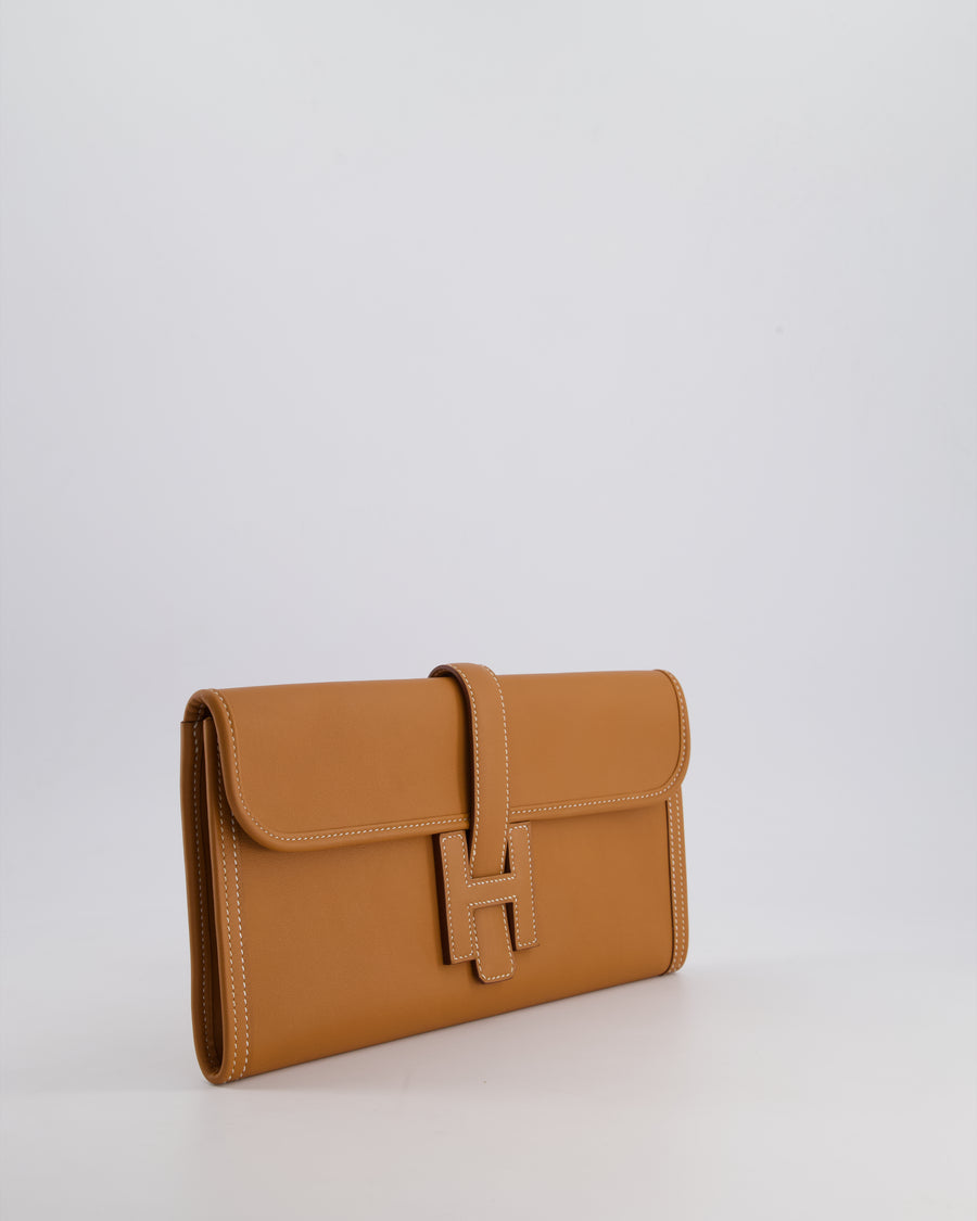 Hermès Jige Elan 29cm Clutch Bag in Gold Evercolour Leather