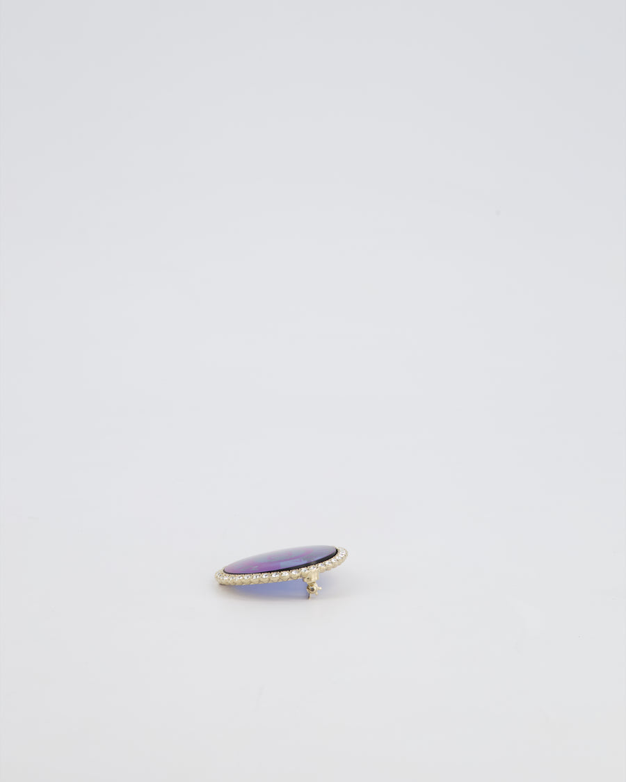 Chanel La Pausa Circular Transparent Blue Brooch With Crystal Detai