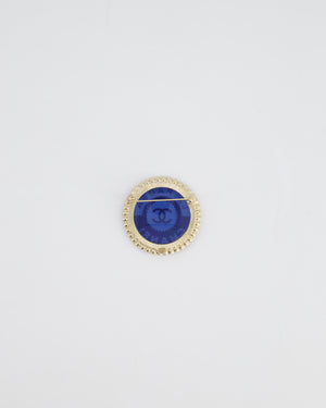 Chanel La Pausa Circular Transparent Blue Brooch With Crystal Detai