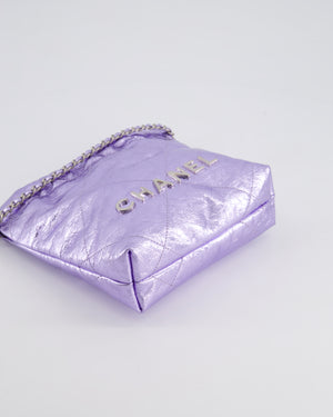 *RARE* Chanel Mini 22 Bag in Metallic Lilac Aged Shiny Calfskin with Brushed Silver Hardware