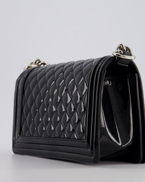 *FIRE PRICE* Chanel Black Patent Medium Boy Bag with Black and Silver Hardware