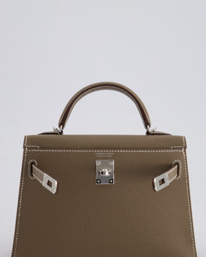 *HOT* Hermes Mini Kelly II 20cm in Etoupe Epsom Leather with Palladium Hardware