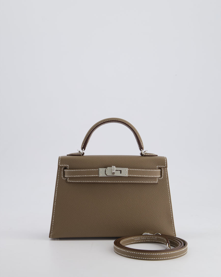 HOT* Hermes Mini Kelly II 20 Bag in Etoupe Epsom Leather with