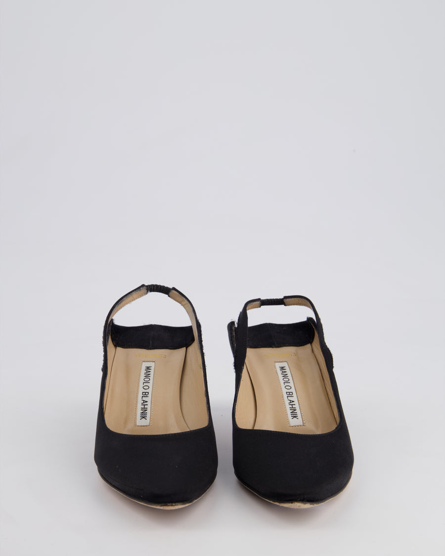 Manolo Blahnik X Vetements Black Satin Heeled Mules Size EU 35