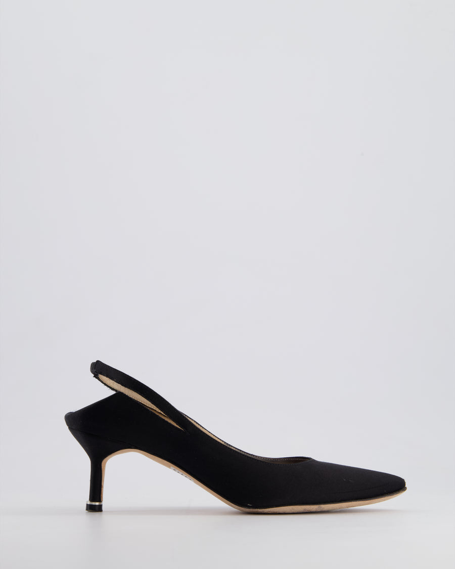 Manolo Blahnik X Vetements Black Satin Heeled Mules Size EU 35