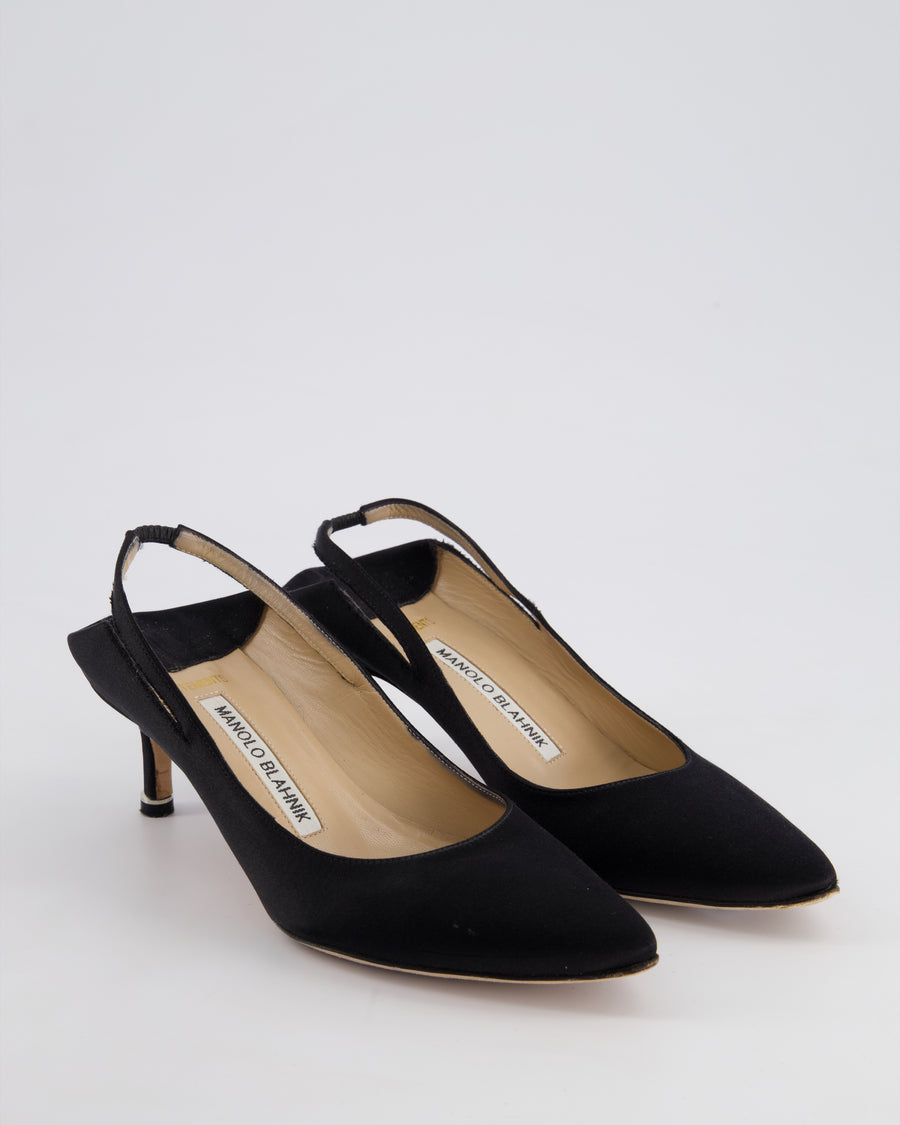 Manolo Blahnik X Vetements Black Satin Heeled Mules Size EU 35
