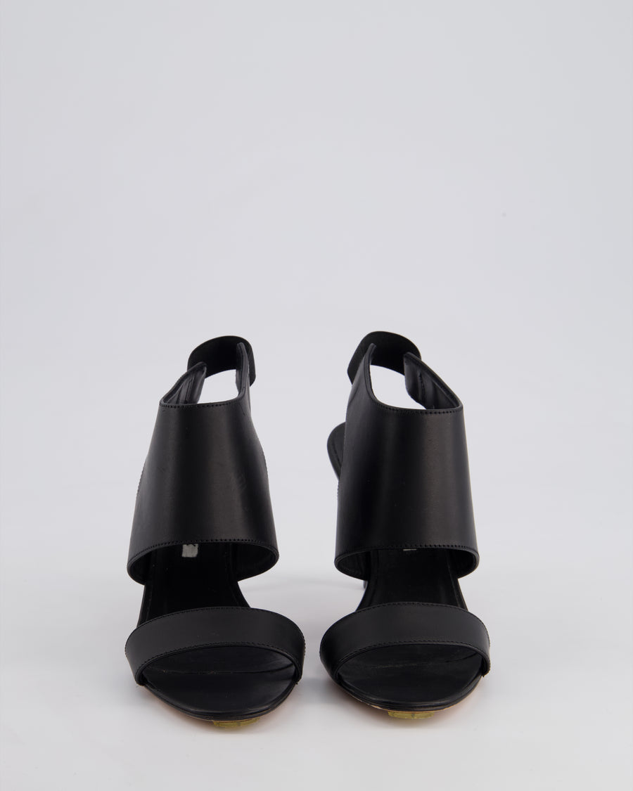 Manolo Blahnik Black Leather Open Toe Leather Heels Size EU 35