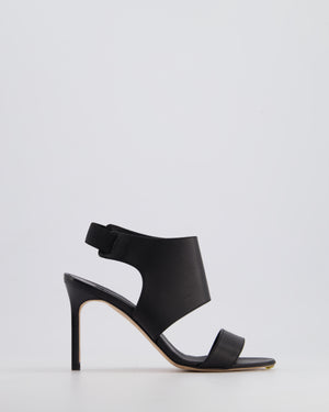 Manolo Blahnik Black Leather Open Toe Leather Heels Size EU 35