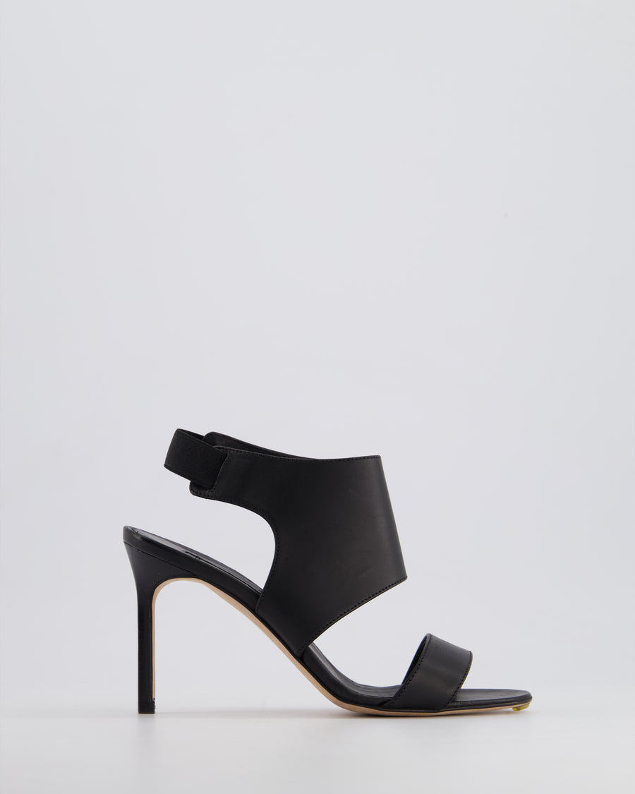 Manolo Blahnik Black Leather Open Toe Leather Heels Size EU 35