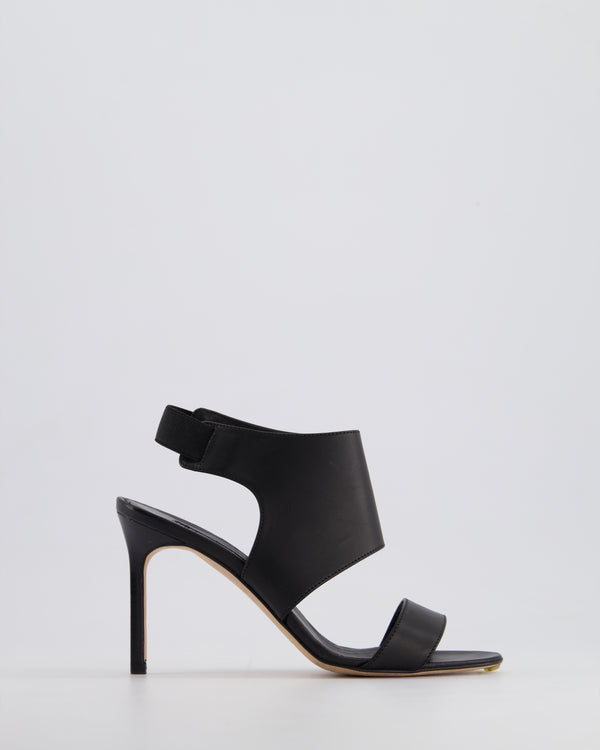 Manolo Blahnik Black Leather Open Toe Leather Heels Size EU 35