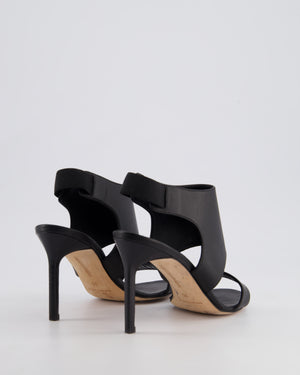 Manolo Blahnik Black Leather Open Toe Leather Heels Size EU 35