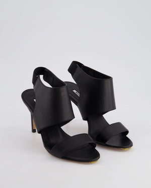 Manolo Blahnik Black Leather Open Toe Leather Heels Size EU 35