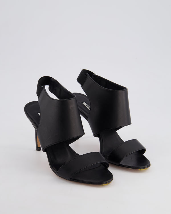 Manolo Blahnik Black Leather Open Toe Leather Heels Size EU 35