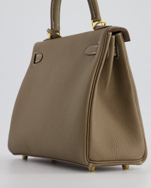 *HOLY GRAIL* Hermès Kelly 25cm Retourne Bag in Etoupe Togo Leather and Gold Hardware