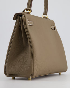 *HOLY GRAIL* Hermès Kelly 25cm Retourne Bag in Etoupe Togo Leather and Gold Hardware
