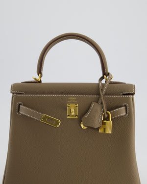 *HOLY GRAIL* Hermès Kelly 25cm Retourne Bag in Etoupe Togo Leather and Gold Hardware
