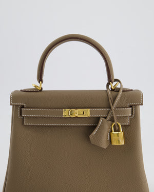 *HOLY GRAIL* Hermès Kelly 25cm Retourne Bag in Etoupe Togo Leather and Gold Hardware