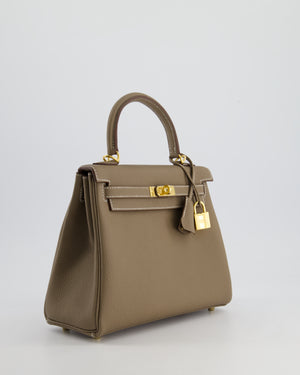*HOLY GRAIL* Hermès Kelly 25cm Retourne Bag in Etoupe Togo Leather and Gold Hardware