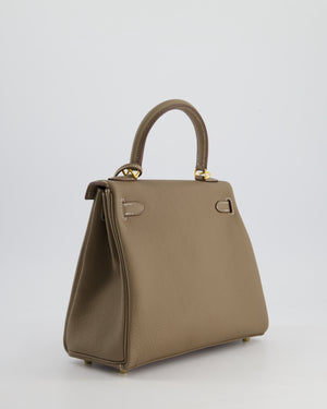 *HOLY GRAIL* Hermès Kelly 25cm Retourne Bag in Etoupe Togo Leather and Gold Hardware