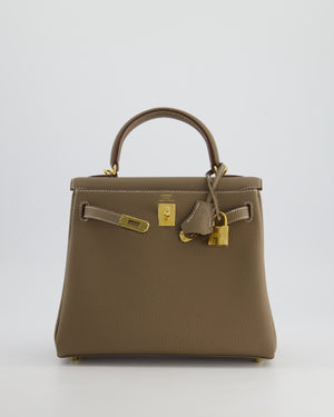 *HOLY GRAIL* Hermès Kelly 25cm Retourne Bag in Etoupe Togo Leather and Gold Hardware