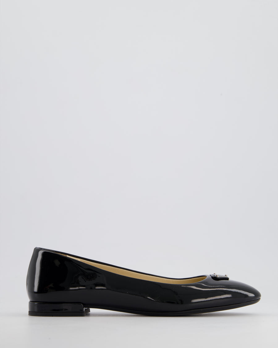 Prada Black Patent Leather Ballet Flats Size 36.5 RRP £670
