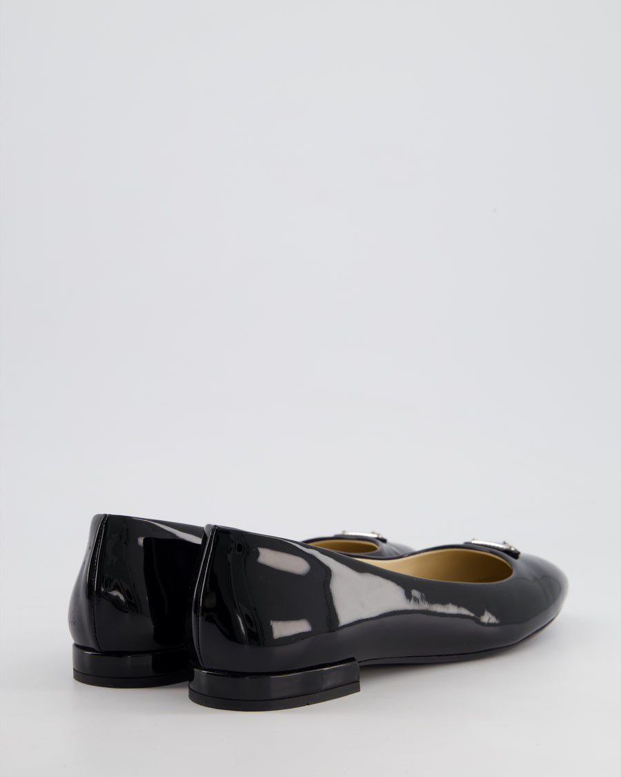 Prada Black Patent Leather Ballet Flats Size 36.5 RRP £670