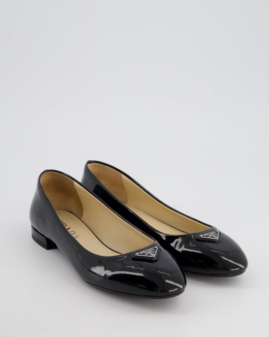 Prada Black Patent Leather Ballet Flats Size 36.5 RRP £670